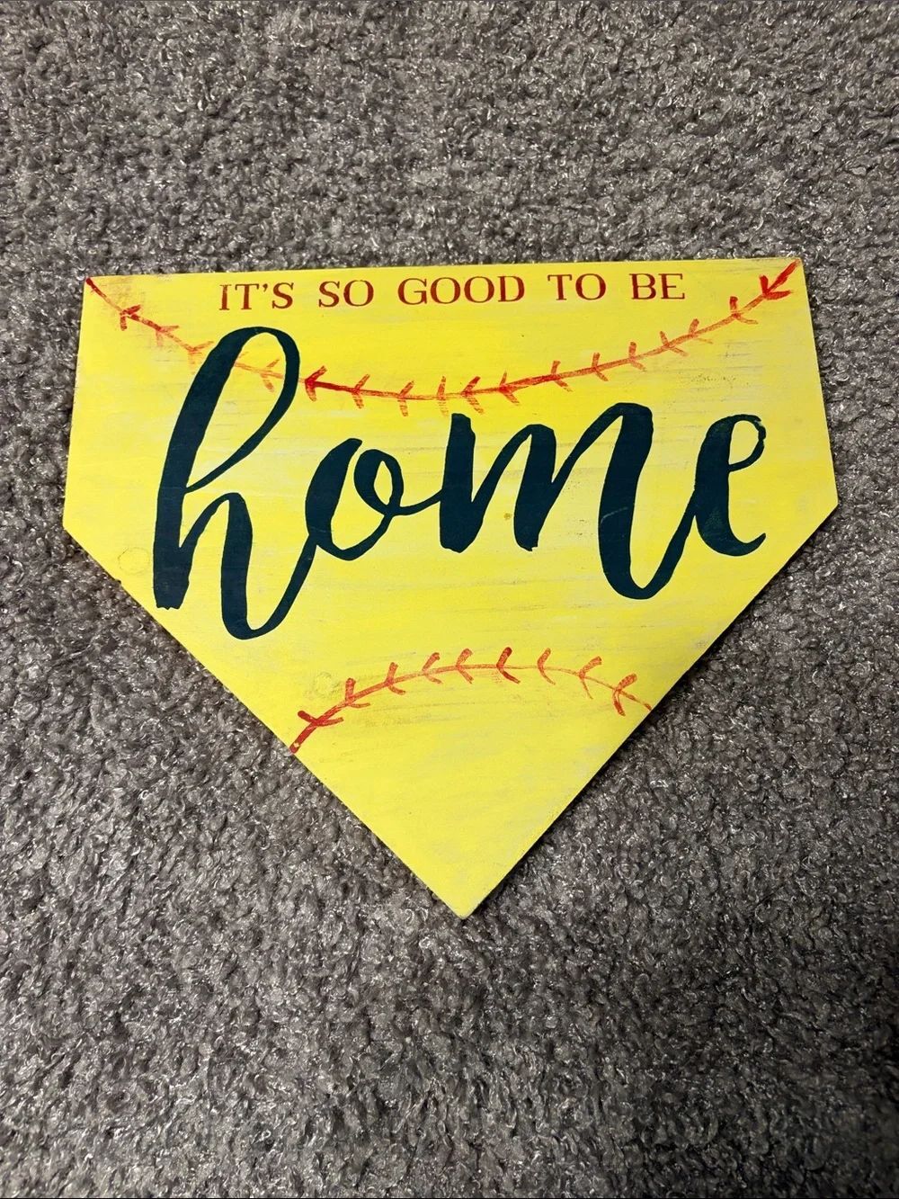 Yellow "Home" Baseball Home Plate Wall Sign